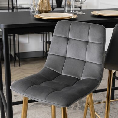 Барний стілець оксамитовий MEBEL ELITE ARIEL Velvet Сірий / Золотий фотографія