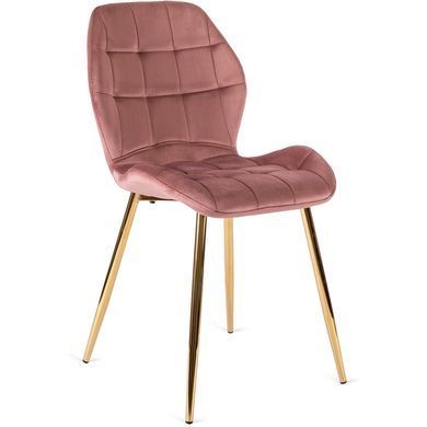 Комплект стіл MEBEL ELITE TINGA 100х100 см Чорний/золото +4 стільці LUCKY Velvet Рожевий/золото фотографія
