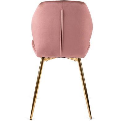 Комплект стіл MEBEL ELITE TINGA 100х100 см Чорний/золото +4 стільці LUCKY Velvet Рожевий/золото фотографія