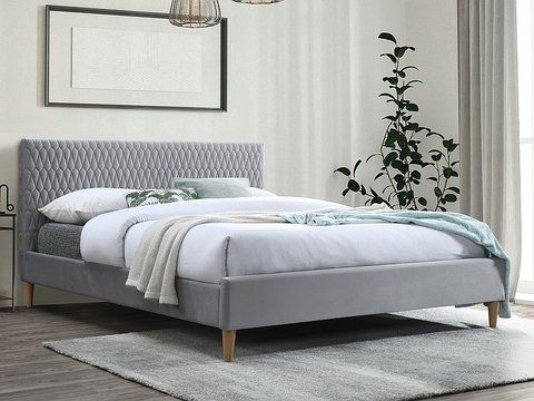 Ліжко AZURRO Velvet Signal 160x200 Світло Сірий фотографія