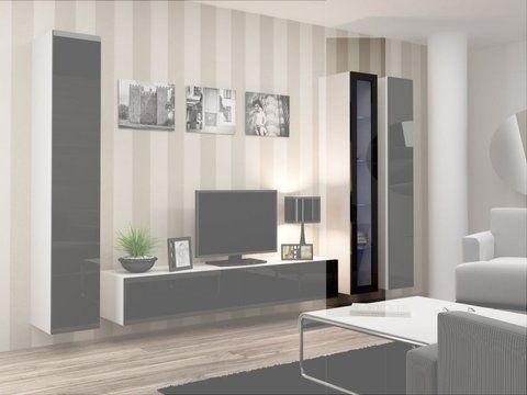 Витрина навесная VIGO Cama 180 Стекло Белый Мат / Черный Глянец фотография