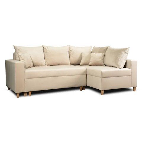 Кутовий диван оксамитовий MEBEL ELITE MARKUS Velvet 238 см Бежевий (правий) фотографія