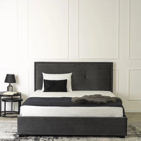 Кровать двуспальная бархатная MEBEL ELITE ANDRE Velvet 160x200 Серый фотография