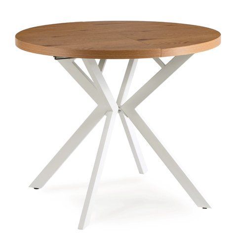 Стол раскладной круглый MEBEL ELITE DORIAN 80(160)х80 см Дуб золотой/белый фотография