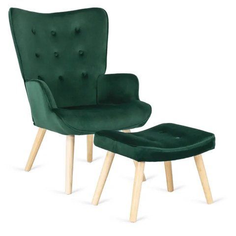 Крісло м'яке оксамитове з підставкою для ніг MEBEL ELITE LOZANO Velvet Зелений фотографія