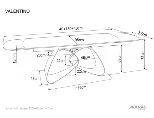 Стол Раскладной VALENTINO CERAMIC Signal 180(260)X98 Бежевый глянец/кашемир фотография