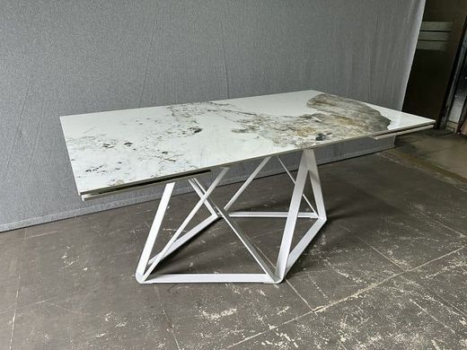 Стіл Розкладний МИСТЕРИ Prestol 160/240x90 Кераміка Білий Глянець / Білий фотографія