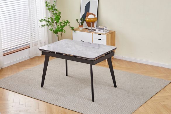 Стіл розкладний OSLO CERAMIC Intarsio 120(180)*80 Сірий Глянець Чорний фотографія