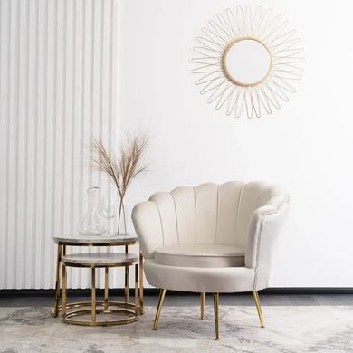 Кресло мягкое бархатное MEBEL ELITE ANGEL Velvet Кремовый фотография