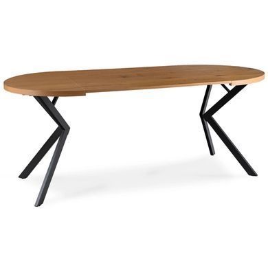 Стол раскладной круглый MEBEL ELITE DORIAN 80(160)х80 см Дуб золотой/черный фотография