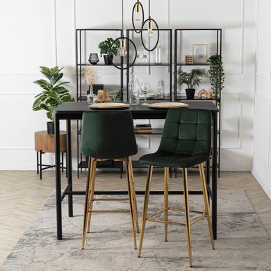 Барный стул бархатный MEBEL ELITE ARIEL Velvet Зеленый / Золотой фотография