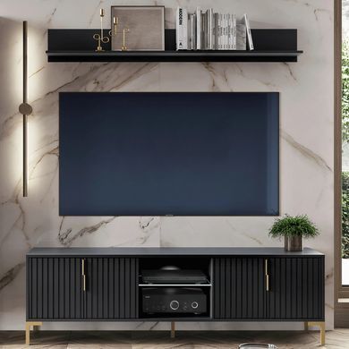 ТВ Тумба MEBEL ELITE TORELLO 165 Черный фотография