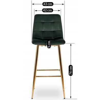Барный стул бархатный MEBEL ELITE ARIEL Velvet Зеленый / Золотой фотография