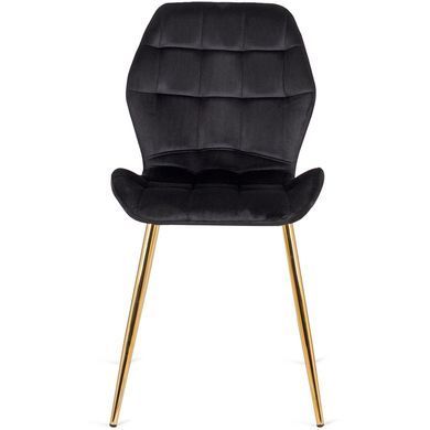 Комплект стола MEBEL ELITE TINGA 100х100 см Черный/золото +4 стулья LUCKY Velvet Черный/золото фотография