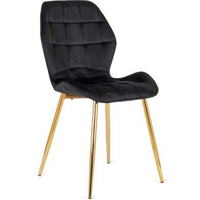 Комплект стола MEBEL ELITE TINGA 100х100 см Черный/золото +4 стулья LUCKY Velvet Черный/золото фотография