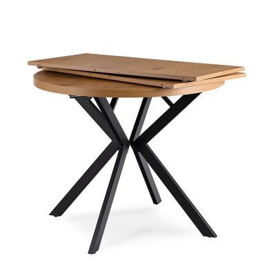 Стол раскладной круглый MEBEL ELITE DORIAN 80(160)х80 см Дуб золотой/черный фотография
