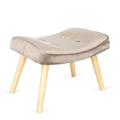 Кресло мягкое бархатное с подставкой для ног MEBEL ELITE LOZANO Velvet Бежевый фотография
