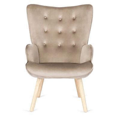 Кресло мягкое бархатное с подставкой для ног MEBEL ELITE LOZANO Velvet Бежевый фотография