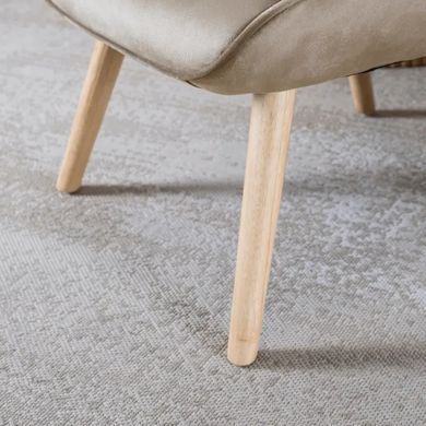 Кресло мягкое бархатное с подставкой для ног MEBEL ELITE LOZANO Velvet Бежевый фотография