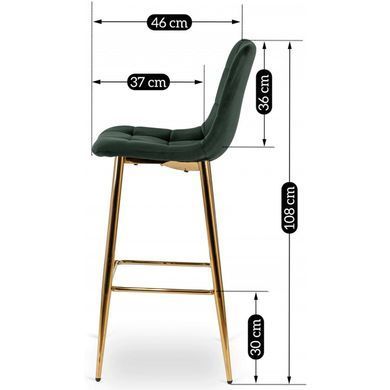 Барный стул бархатный MEBEL ELITE ARIEL Velvet Зеленый / Золотой фотография