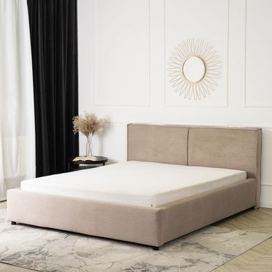 Ліжко двоспальне оксамитове MEBEL ELITE INEZ 140x200 Беж фотографія