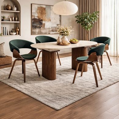 Стіл розкладний MEBEL ELITE OVAL 90(220)х90 см Травертин/Горіх фотографія