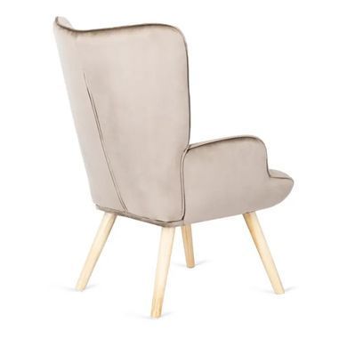 Кресло мягкое бархатное с подставкой для ног MEBEL ELITE LOZANO Velvet Бежевый фотография