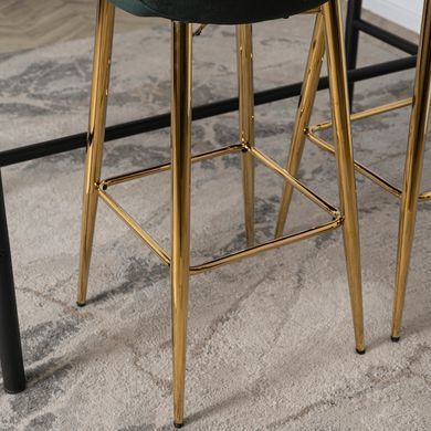 Барный стул бархатный MEBEL ELITE ARIEL Velvet Зеленый / Золотой фотография