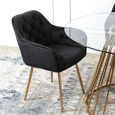 Стул бархатный MEBEL ELITE RAYA Velvet черный / золотой фотография