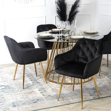 Стул бархатный MEBEL ELITE RAYA Velvet черный / золотой фотография