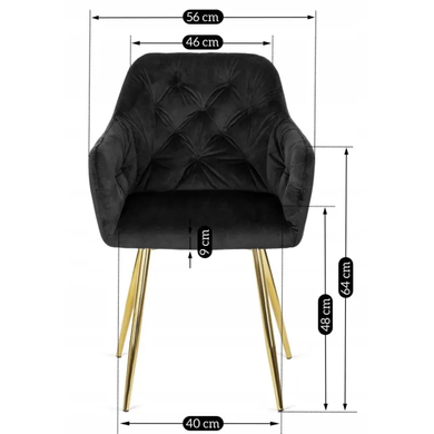 Стул бархатный MEBEL ELITE RAYA Velvet черный / золотой фотография