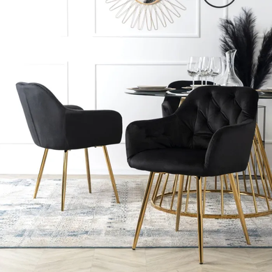 Стул бархатный MEBEL ELITE RAYA Velvet черный / золотой фотография