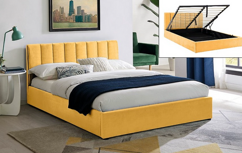 Кровать MONTREAL Velvet Signal 160x200 Карри фотография