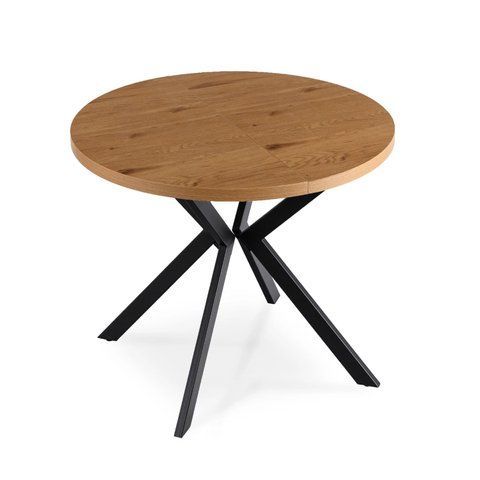 Стол раскладной круглый MEBEL ELITE DORIAN 80(160)х80 см Дуб золотой/черный фотография