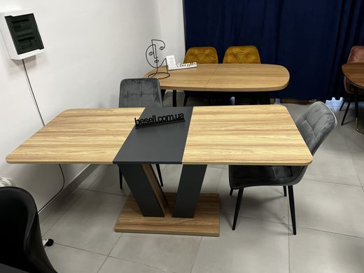 Стол раскладной TORINO B/G Intarsio 140(180)x80 Блэквуд ячменный / Графит фотография