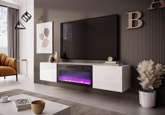 ТВ Тумба С Камином LIVO RTV-180W-K Halmar Белый фотография