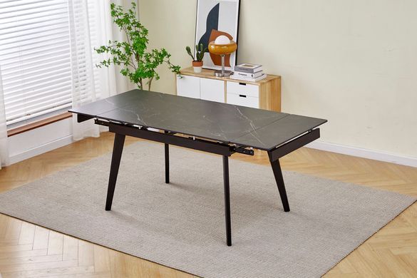Стіл розкладний OSLO CERAMIC Intarsio 120(180)*80 Чорний мат Чорний фотографія