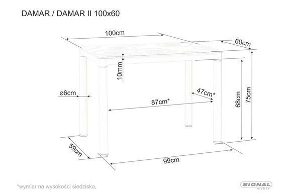 Стіл Обідній DAMAR Signal 100X60 Дуб Артизан / Чорний Мат фотографія
