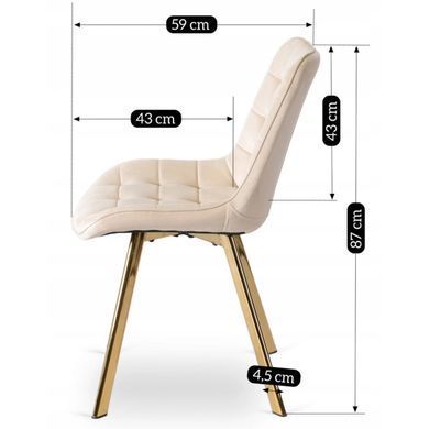 Стул бархатный MEBEL ELITE DEVI Velvet Кремовый/Золото фотография