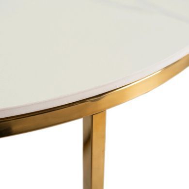Журнальний столик MARINE MEBEL ELITE 80x80 Білий/золото фотографія