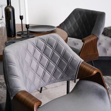Стул бархатный MEBEL ELITE DAKOTA Velvet серый / ореховый фотография