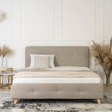 Кровать бархатная MEBEL ELITE MIKEL 160x200 см Беж фотография