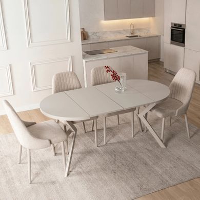 Стіл розкладний круглий MEBEL ELITE DORIAN 80(160)х80 см Кашемір/Кашемір фотографія