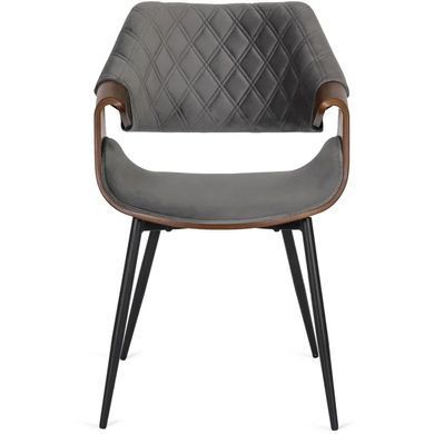 Стул бархатный MEBEL ELITE DAKOTA Velvet серый / ореховый фотография