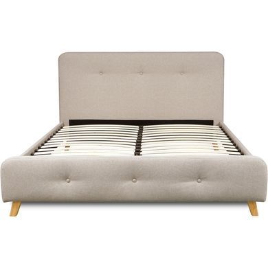 Кровать бархатная MEBEL ELITE MIKEL 160x200 см Беж фотография