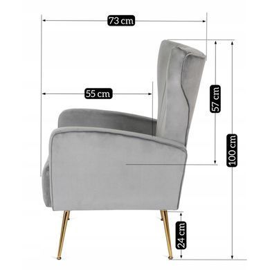 Крісло м'яке DIANA Velvet MEBEL ELITE Сірий фотографія