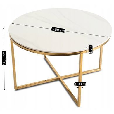 Журнальний столик MARINE MEBEL ELITE 80x80 Білий/золото фотографія