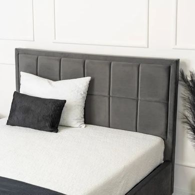 Ліжко двоспальне оксамитове MEBEL ELITE CARLOS Velvet 140x200 см Сірий фотографія