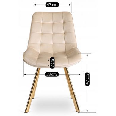 Стул бархатный MEBEL ELITE DEVI Velvet Кремовый/Золото фотография