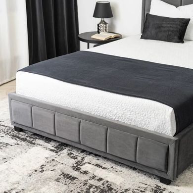 Ліжко двоспальне оксамитове MEBEL ELITE CARLOS Velvet 140x200 см Сірий фотографія